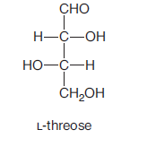 Draw the product formed when L -threose is oxidized with Benedict’s reagent.
